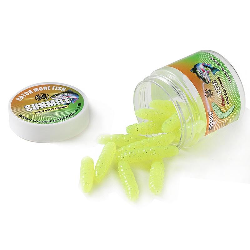 

12Pcs Worm Lures 4Cm Trout Mealworms Fishing Soft Lures Shrimp-Scented Bait Artificial Silicone Trout Plastic Baits A4