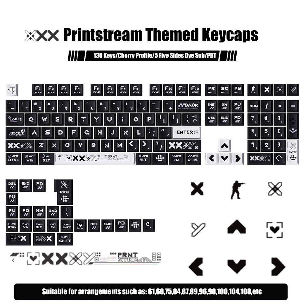 130 Keys Angel Lie Themed Five Sides Dye Sublimation PBT Keycaps Cherry Profile Cute Key Cap for MX Switches Mechanical Keyboard
