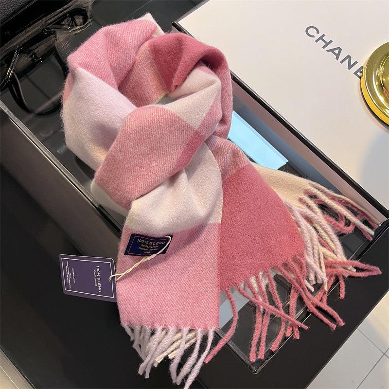 Double-sided plaid imitation cashmere scarf commuter women's winter high-end men's scarf gift