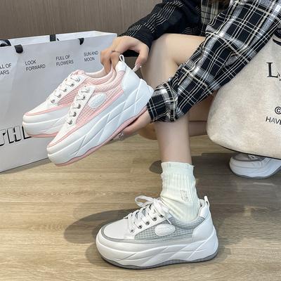 Thick-Soled Little White Shoes Women'S New Breathable Mesh Shoes Student Versatile Soft-Soled Sports And Leisure Board Shoes