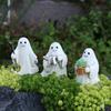 3 Pcs Halloween Ghost Figurines Resin Gardening Ghost Statue Cartoon Ghost Collectibles