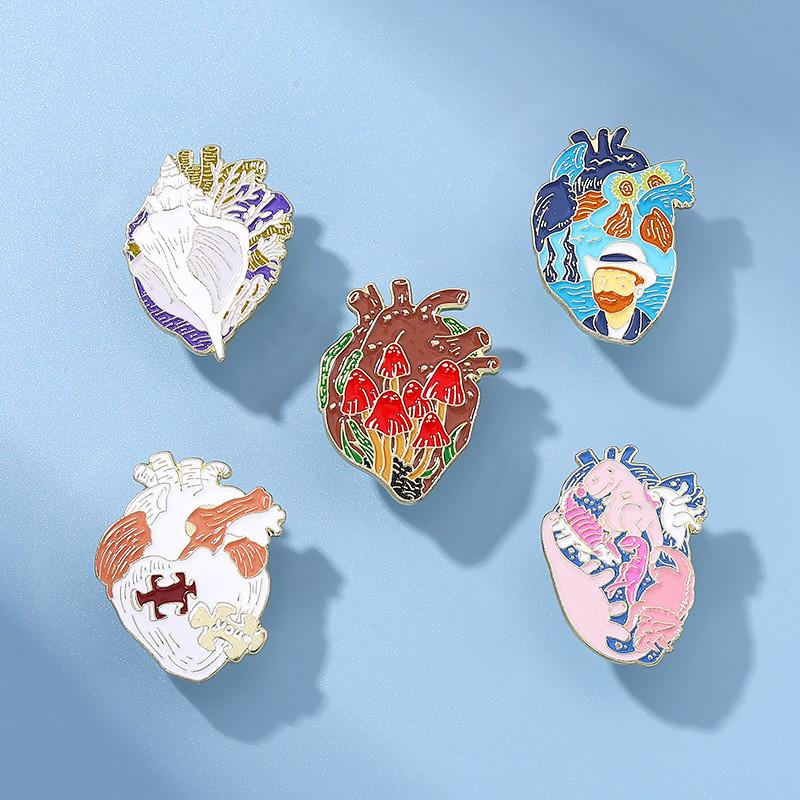 Unique Creative Heart Series Organ Love Heart Brooch Fashion Accessory For Clothing And Bags