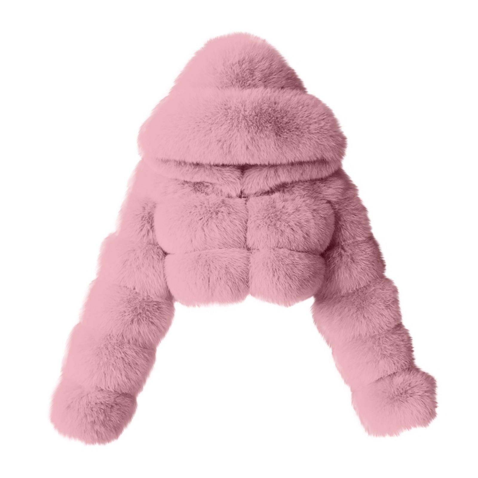 

Женская модная куртка, однотонное плюшевое пальто с длинными рукавами и капюшоном M