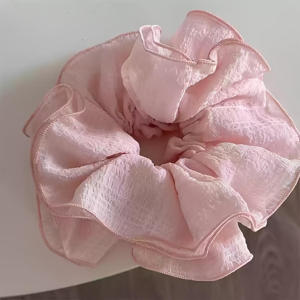 1pc Elegant French Style Chiffon Large Intestine Hair Loop Retro Pleated, Soft Chiffon Fabric,Elastic Ponytail Holder for Women Stylish Hair Accessory