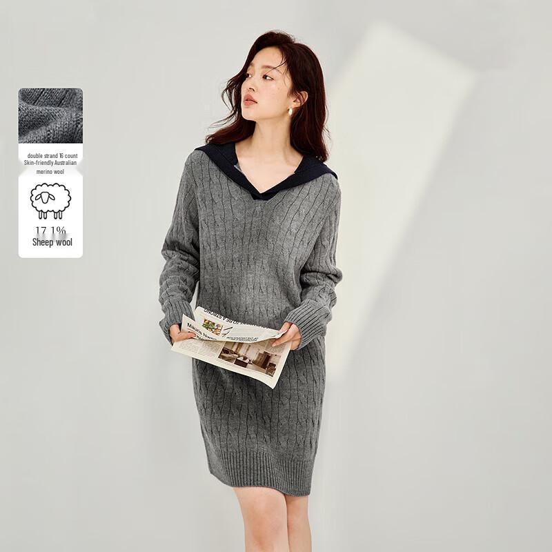 

INMAN Intellectual Cable Knit Wool Mid-Length Dress S