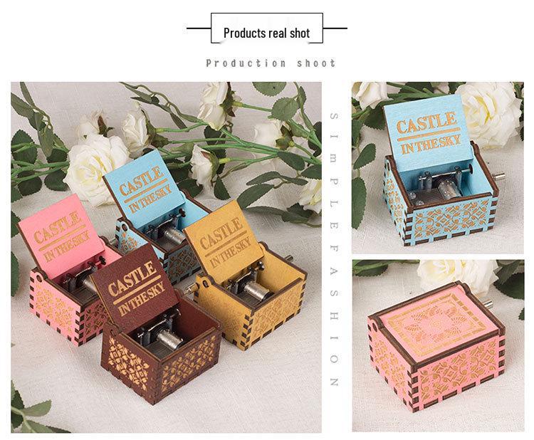 Handkurbel Harry Potter Schloss im Himmel Massivholz Spieluhr - Frohe Weihnachten für Alice