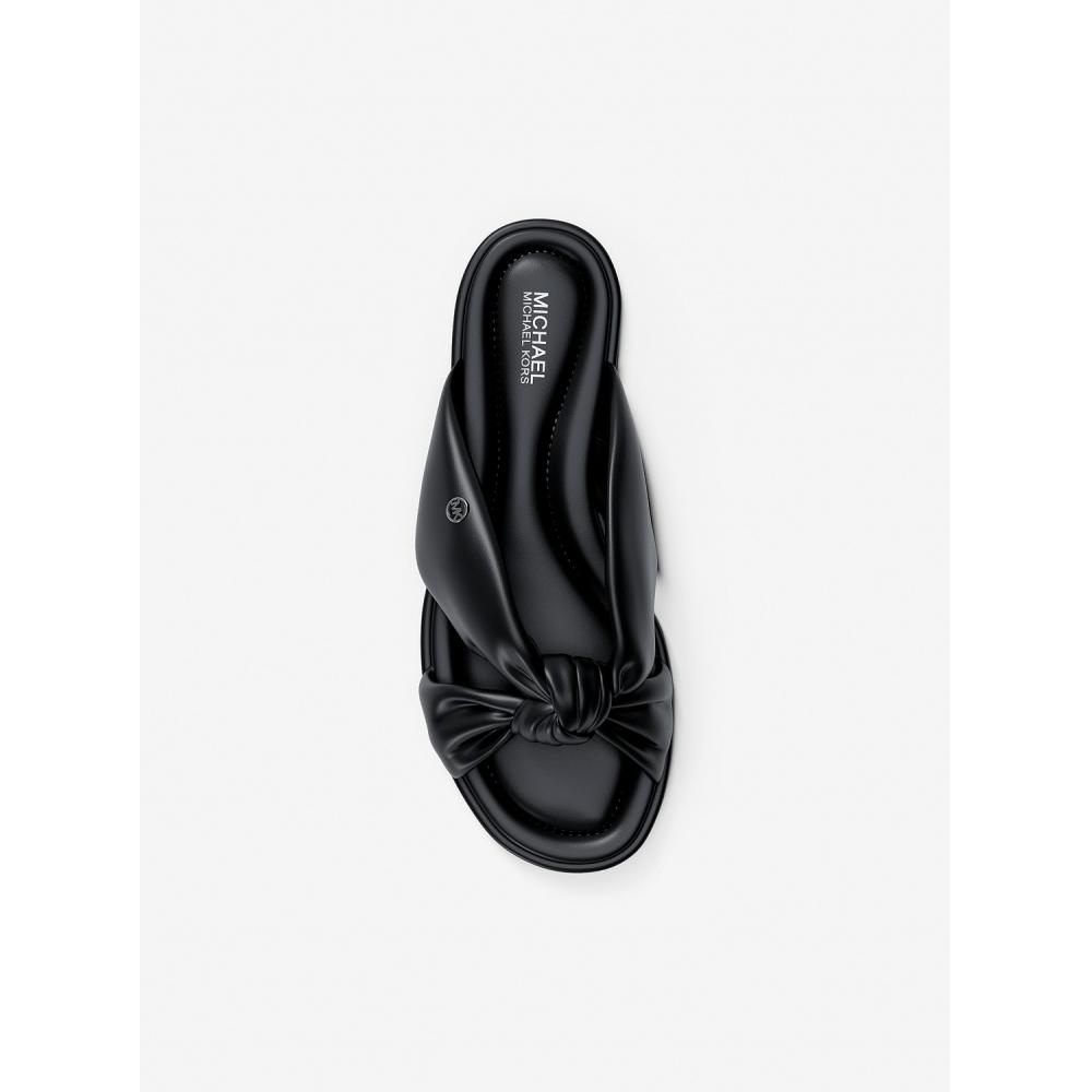 Michael Kors Elena Flat Slide Sandals 49s6elfs1l1 Black