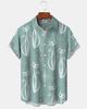 Men's Cute Cat Cartoon Geometric Print Hawaiian Shirt Short Sleeve Casual Beach Vacation Summer Button-Up Top