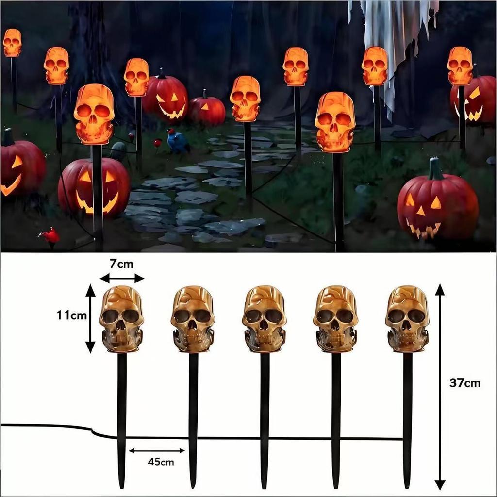 Solar-Powered Halloween Pumpkin Skeleton Ground Lights - Waterproof Outdoor Garden Decor