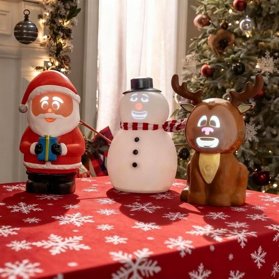 Christmas Ornament Santa Claus Deer Snowman Design LED Light Craft Figure Living Room Desktop Decoration