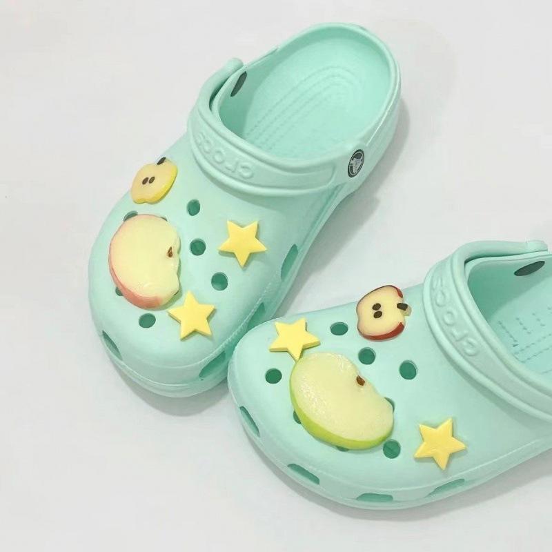 1Set Summer Fresh Apple Sliced Shoe Charms Set Advanced Fruit Shoe Decorations DIY 3D Detachable Buckle Shoes Accessories
