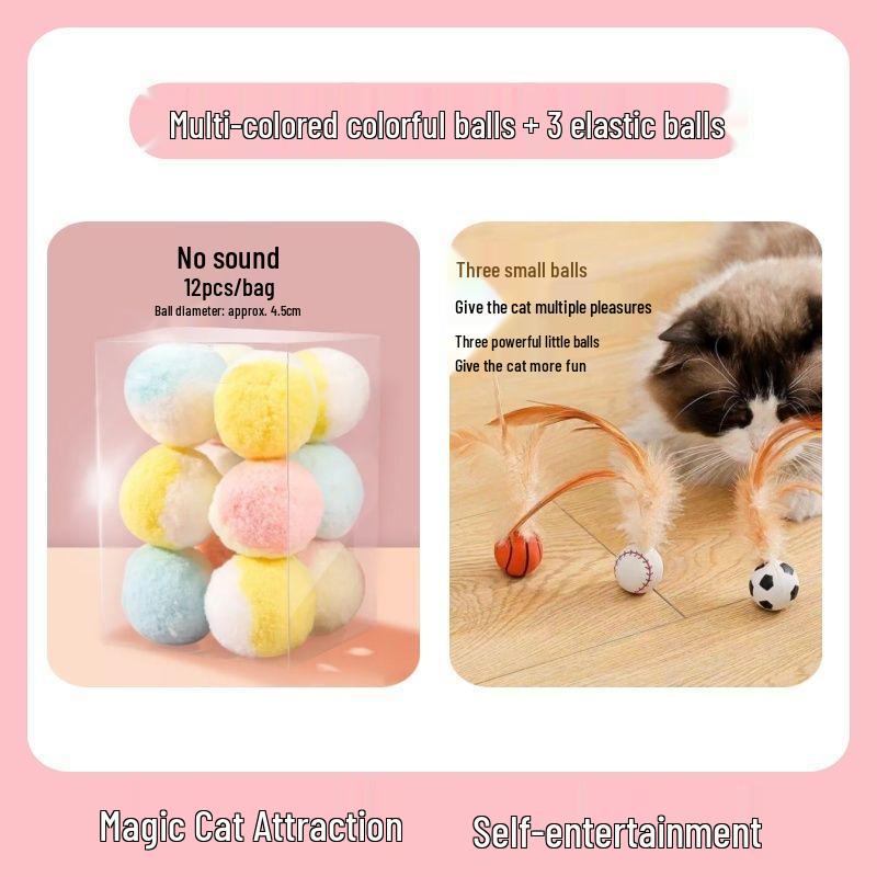 Silent 4cm Pom-Pom Cat Toy Ball – Eco-Friendly and Quiet