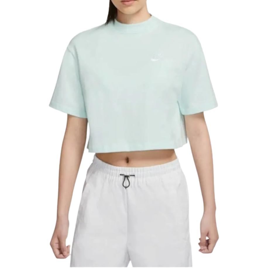 Nike Crop Tops Women's Light Green Crew Neck Moderate CJ3758-394