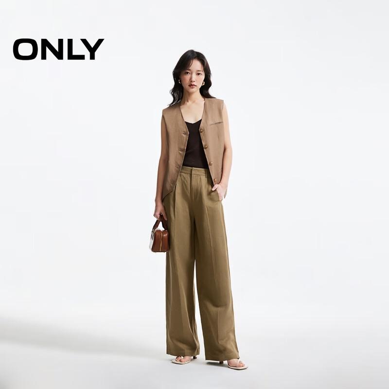 ONLY Women's Pleated Loose Straight Casual Pants