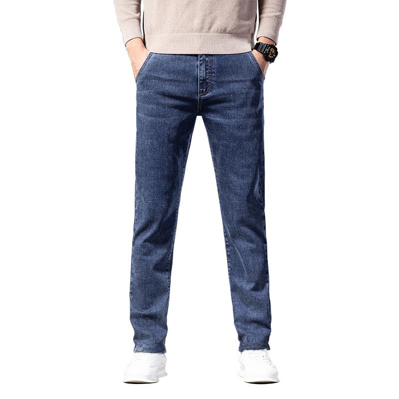 Xintang Pánské klasické elastické úzké rovné džíny - Pohodlné business casual kalhoty