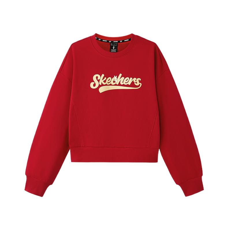 Skechers New Year Collection Simple Comfortable Aesthetic Solid Color Sweatshirt Women sweatshirt L126W001-03LC S