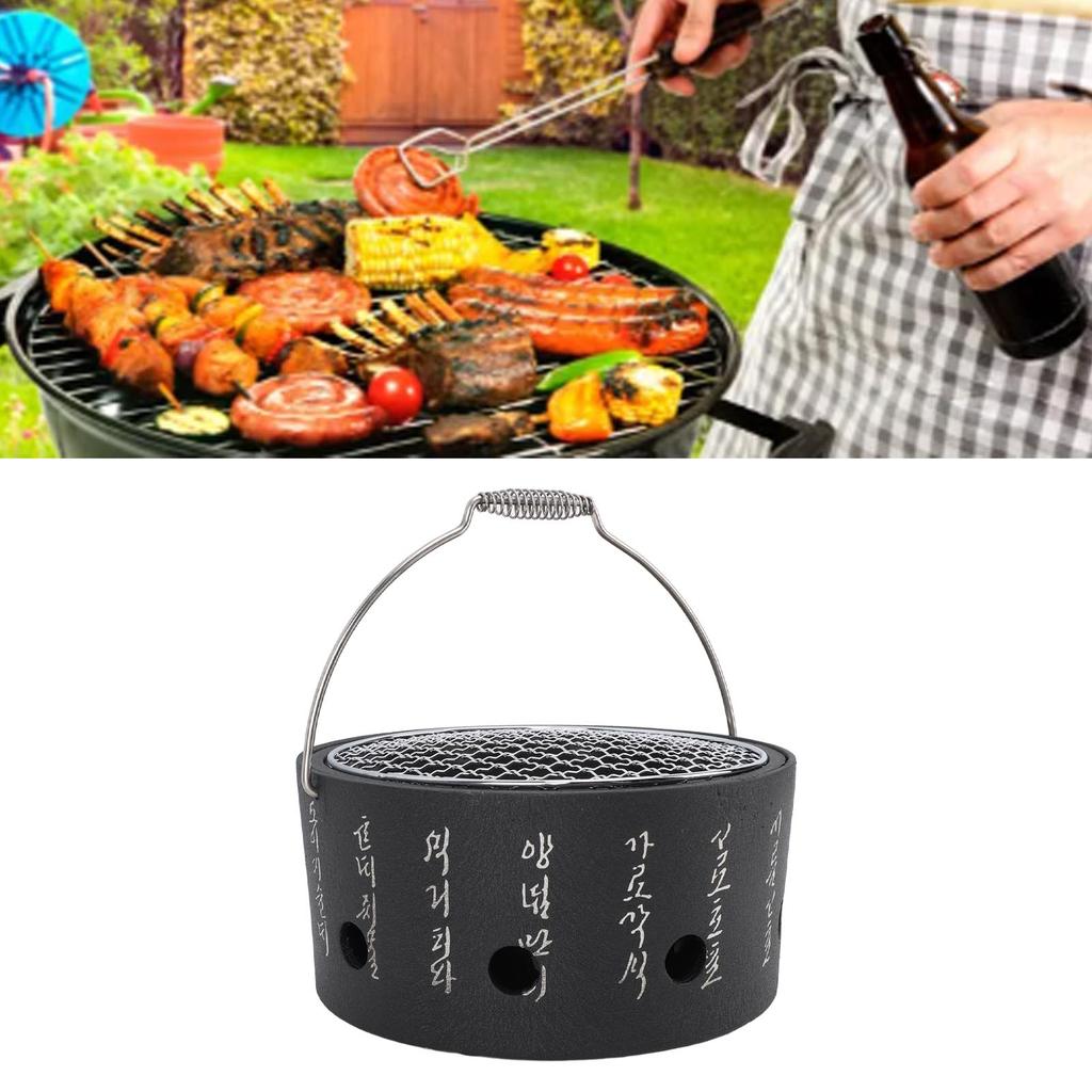 BBQ Stove Aluminum Stainless Steel Multifunctional with Portable Handle Food Charcoal Stove for Tea Making Camping