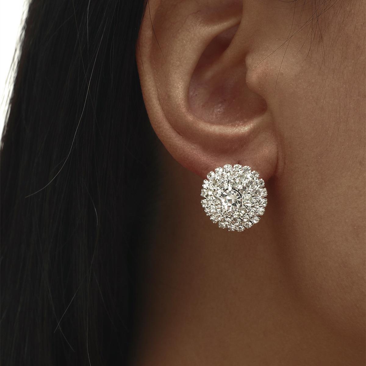 

DINGKA Geometric Rhinestone Circle Earrings for Women