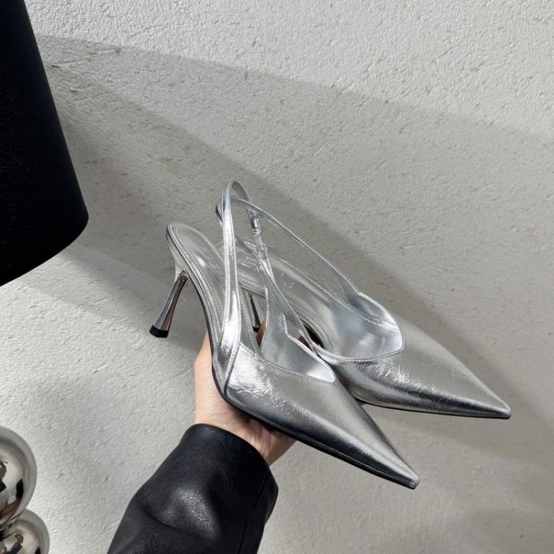 Summer 2025 New Sandal Slingback Pointy Toe Women Pumps Sexy Head Sandals Stiletto Heeled Shoes Party Shoes Fashionable Sandals