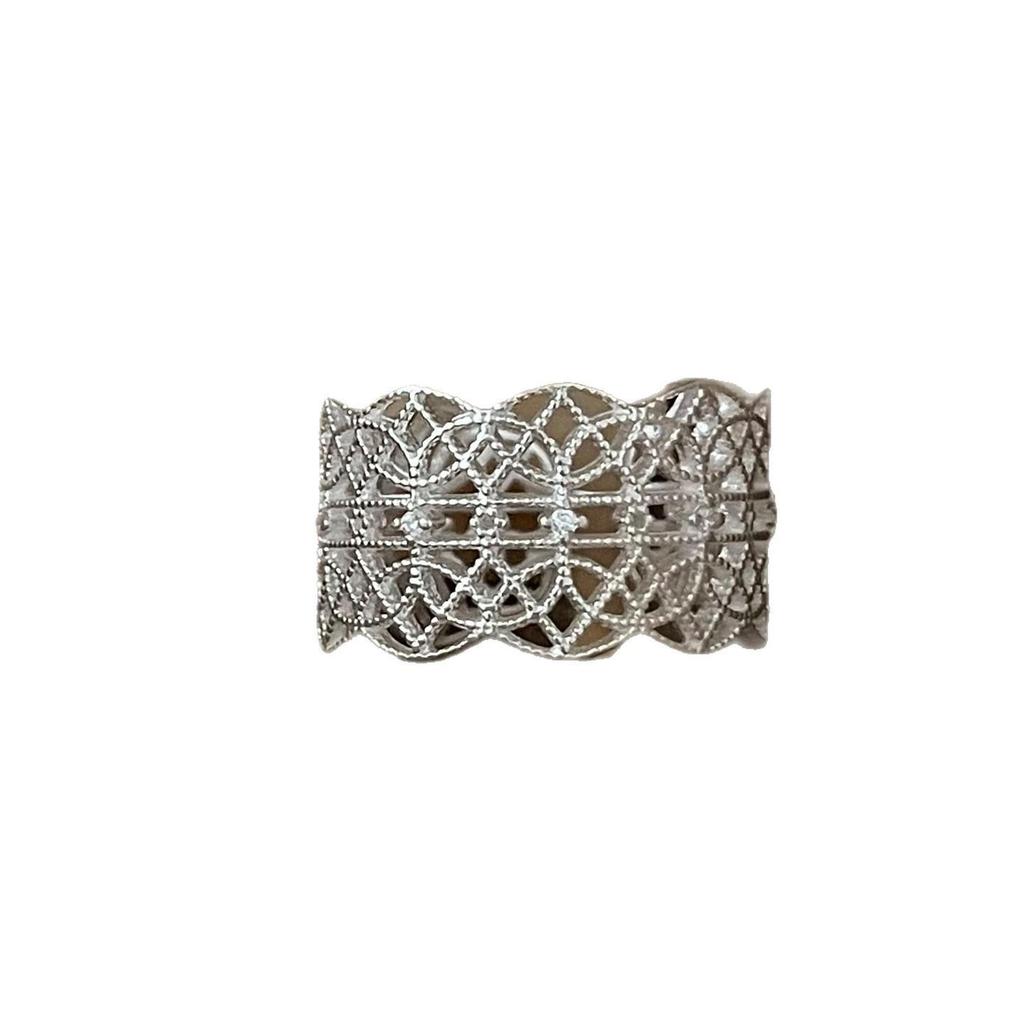 Elegant Floral Lace Adjustable Ring - Women's Fashion Light Luxury Design