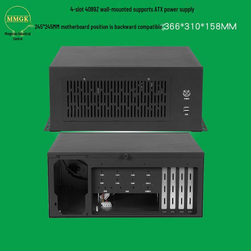 Wall-Mounted 4-Slot ITX CNC Industrial Computer Chassis, Silver-Gray