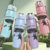 1PC Flying Saucer Ufo Monochrome Print 750ml Colorful Plastic Sports Water Bottle Leakproof Pop Up Lid with Straw for Outdoor Work Home Use