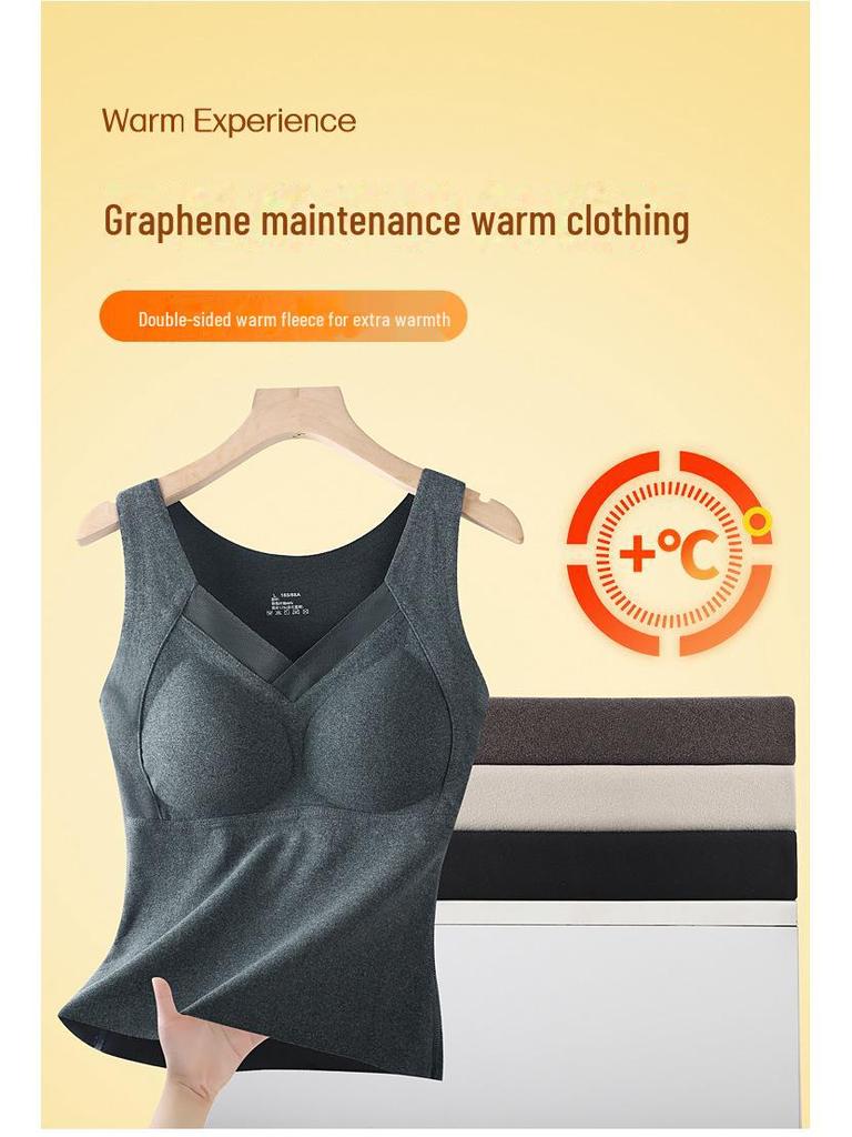 Damska kamizelka termiczna z aksamitu grafenowego z wszytymi miseczkami