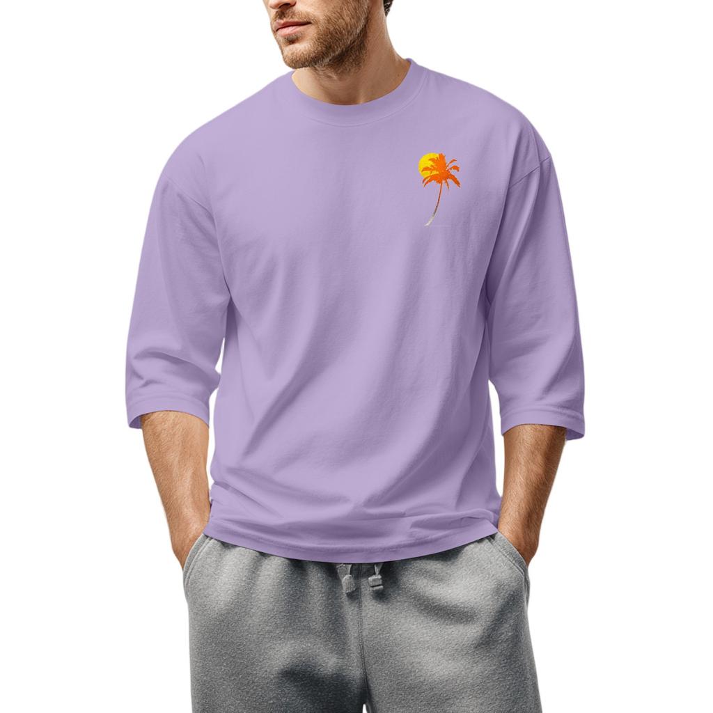 Men'S Round Neck Three-Quarters Sleeve Top Casual Fashion T-Shirt