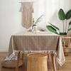 Polyester Jacquard Imitation Baumwolle und Leinen Kleinkariert Fransen Spitze Geometrisch Rechteckig Esstisch Couchtisch Tischdecke Tischdecke