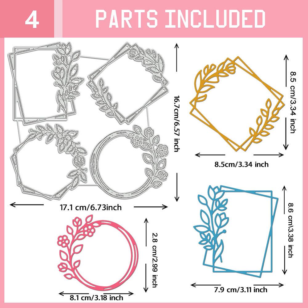 Floral Geometric Frame Carbon Steel Cutting Dies Stencils for DIY Scrapbooking Photo Album Decorative Embossing Paper Card Mixed Shapes 167x171x0.8mm