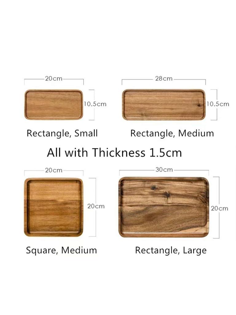 Leeseph Wooden Square Trays for Serving, Wooden Plates Serving Board for Cheese Appetizer Charcuterie Food Dessert Home Party