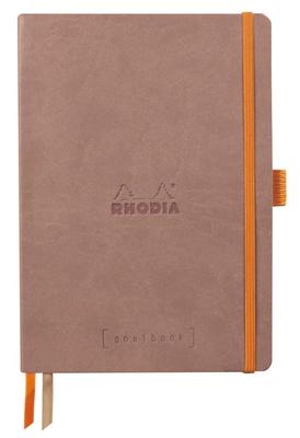 RHODIA Rhodiarama Goal Book, A5 Size, 240 Pages, Dotted Grid, Italian Rosewood Leather Cover, CF117802