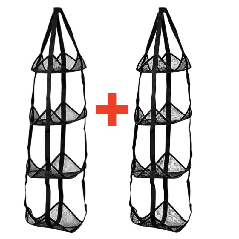3/4 Tier Mesh Hanging Ball Storage Bag Wall Mount Sports Organizer for Basketball Football Volleyball Doll Toys Playroom Garage