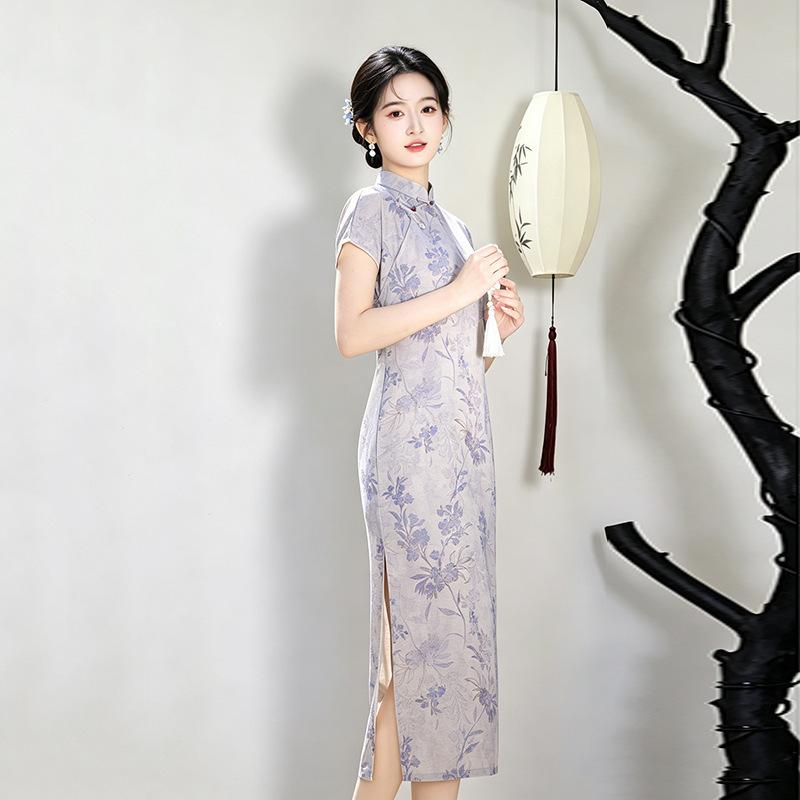 Purple Is Sent To Test the National Style, New Chinese Style, Daily Suzhou Long Cheongsam, Improved Young 1011 New Women's High Sense