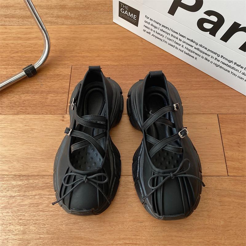 Designer Chunky Women Mary Jane Shoes Autumn Fashion Shallow Butterfly-knot Platform Flat Shoes Ladies Casual Outdoor Shoes