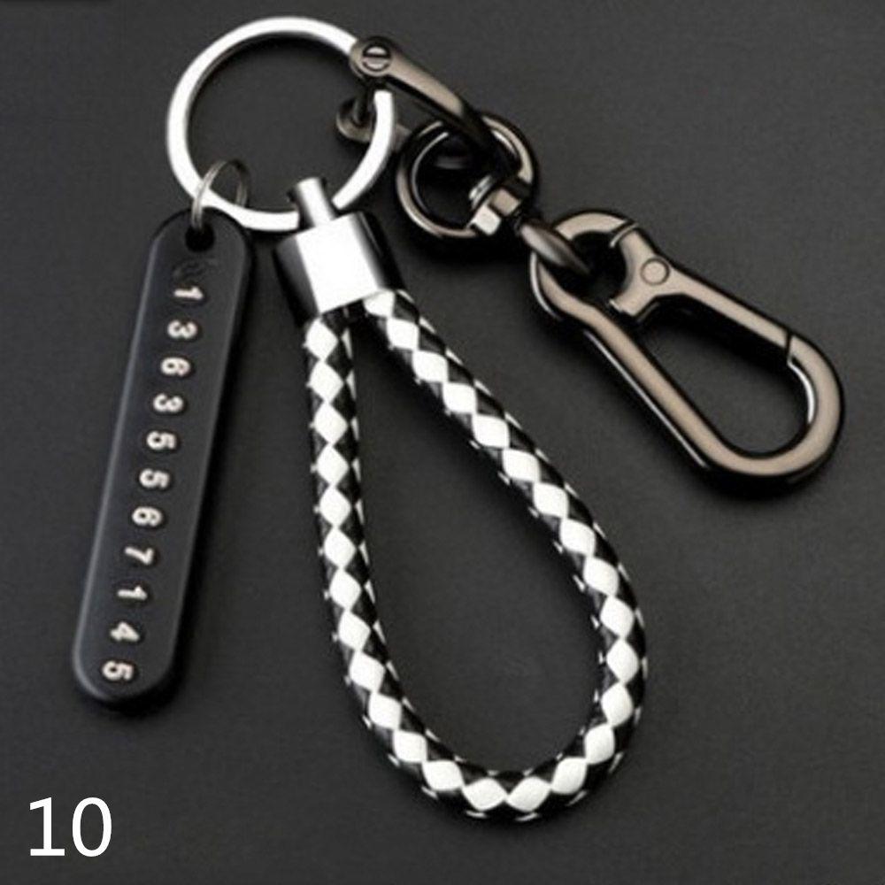 Jewelry Weave DIY Bag Pendant Key Chain Phone Number Plate Keyring Leather Anti-lost Car Keychain