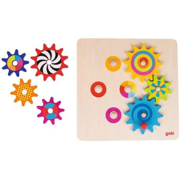 Jeu Des Engrenages - GOKI - Modèle - Mixte - Multicolore - 3 Ans - Bleu - Enfant - Bois