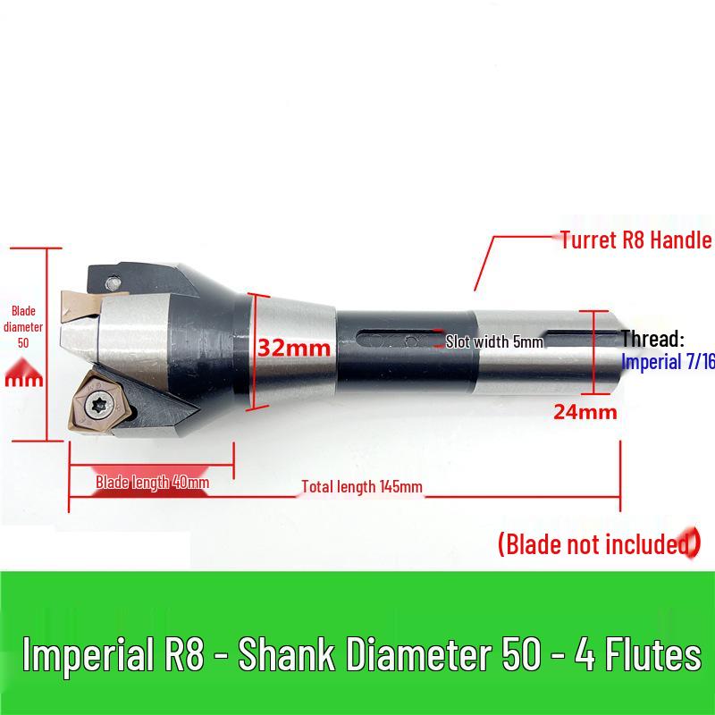 MFWN90 High-Speed Hexagonal Heavy Cutting Milling Cutter with Double-Sided Insert, Morse Taper 4 Turret R8
