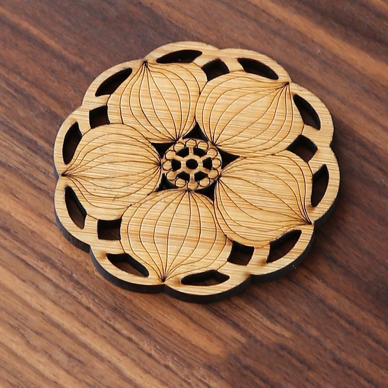 Kreative Lotusblumen-Getränkeuntersetzer aus Holz, rund, Tassenunterlage, Tischset für Tee, Kaffeetasse, Tischset, Heimdekoration, Küchenzubehör