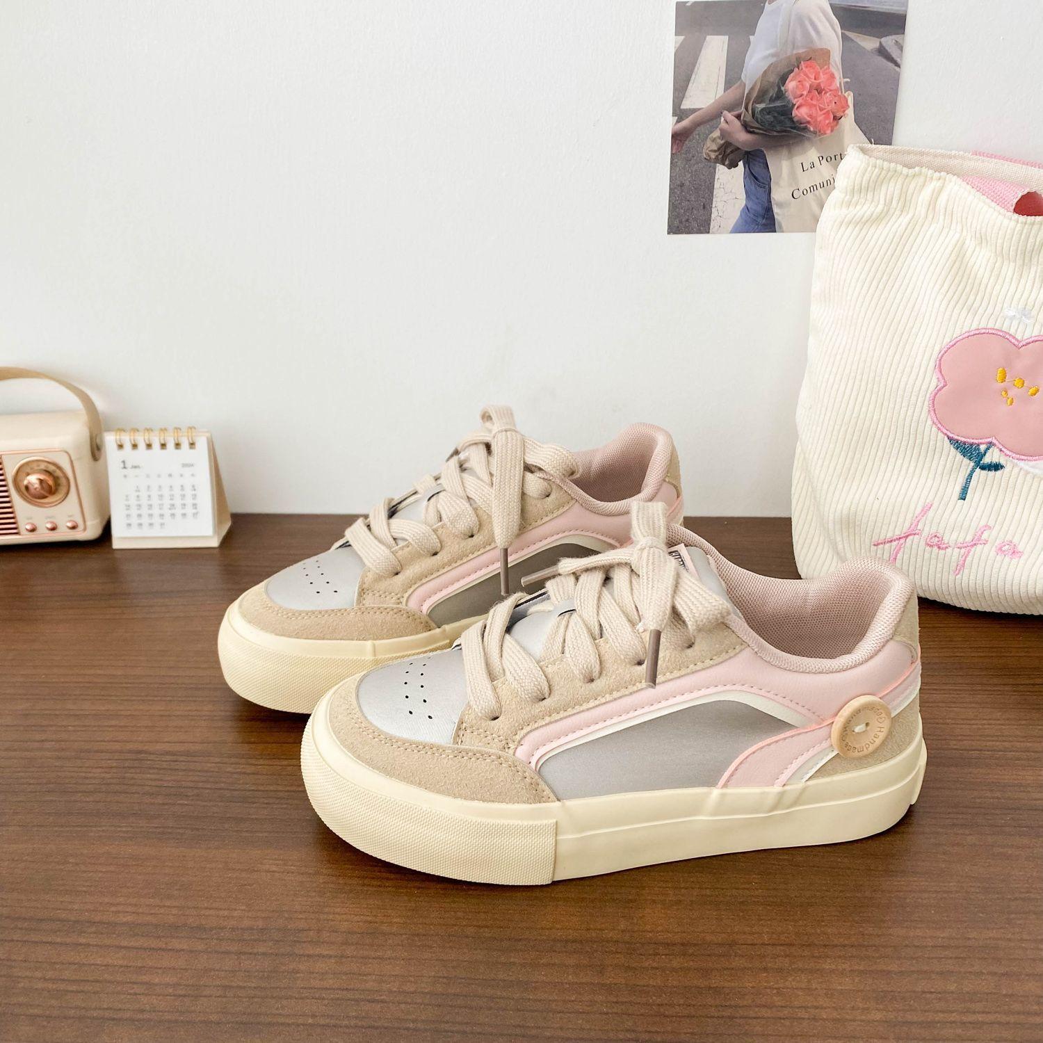 

Board shoes women s versatile design 2025 spring niche platform casual sports shoes ins wind ins the same style 40 розовый