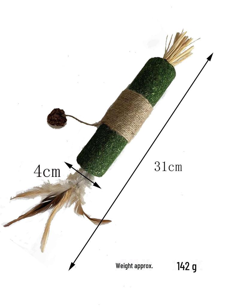 Cat Teething Stick with Raffia Grass & Gall Fruit, Tooth-Cleaning Hemp Rope, Bite-Resistant Cat Toy, Pet Supplies