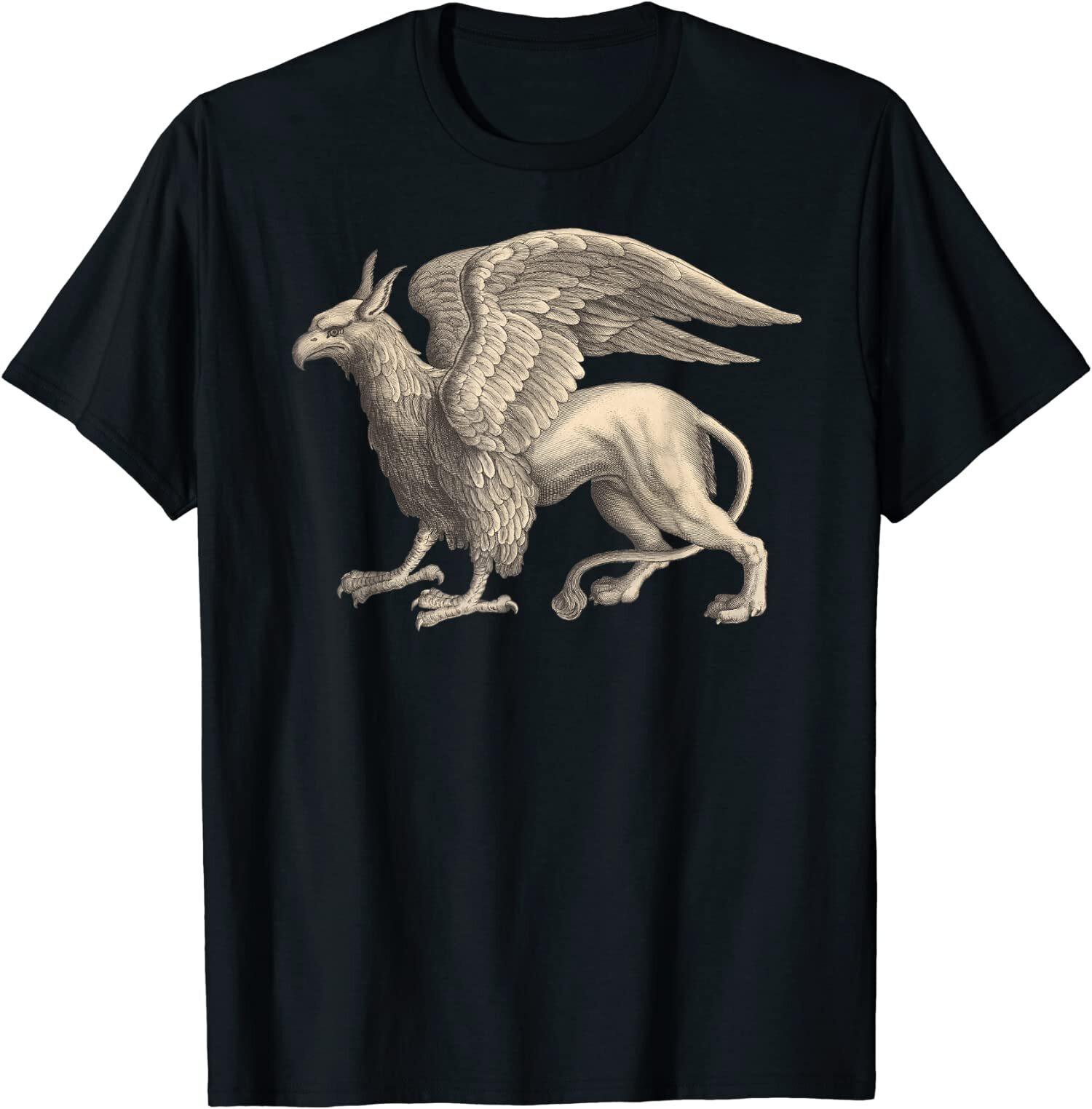Min NEW LIMITED Griffin Eagle Lion Medieval Bird Mythical Creature T-Shirt L