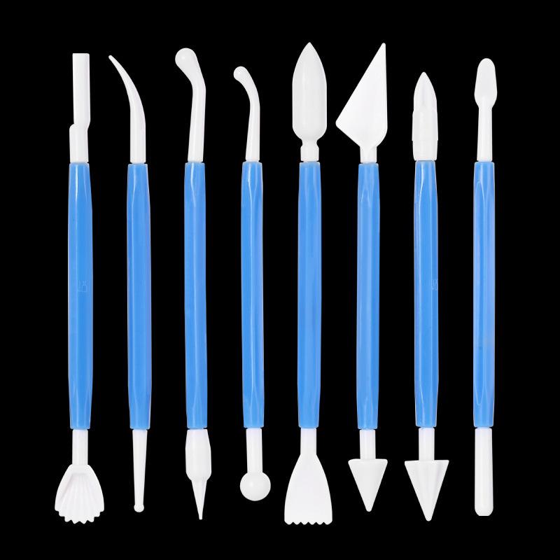 Children s 8-Piece Colored Pottery Clay Sculpture Knife Set for DIY Embossing and Carving