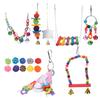 17 Packs Bird Toys Sepak Takraw Hanging Chain Swing Bell String Set for Small and Medium Parrots