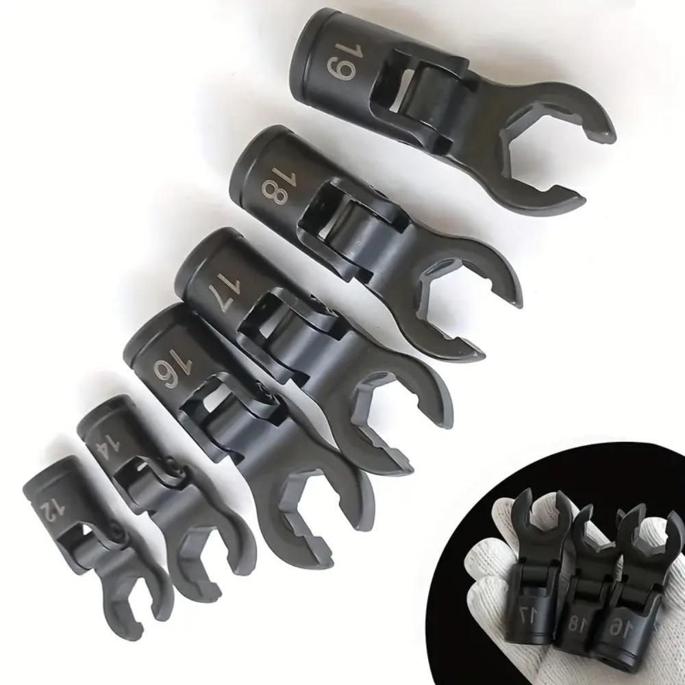 6pcs Oil Pipe Wrench Set Interchangeable Head for Construction Site Machine Repair Home Maintenance