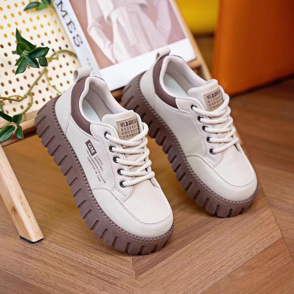 2025 new, spring soft-soled sports shoes women's versatile ins trendy board shoes, thick-soled heightening fashionable casual trendy shoes