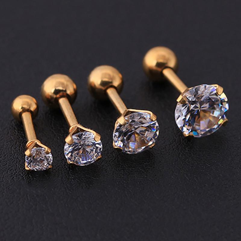 

Сережка с горным хрусталем 4mm белый/золотой