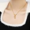 Elegant Geometric Fu Character Gourd Necklace & Anklet Jewelry Set in Titanium Steel