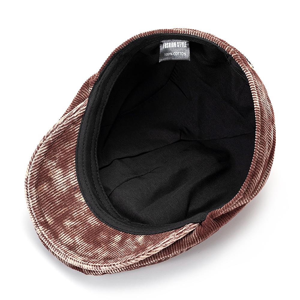 Corduroy Forward Hat Vintage Men Peaked Cap Beret Women's Tie-Dye Anti-Wearing Cap