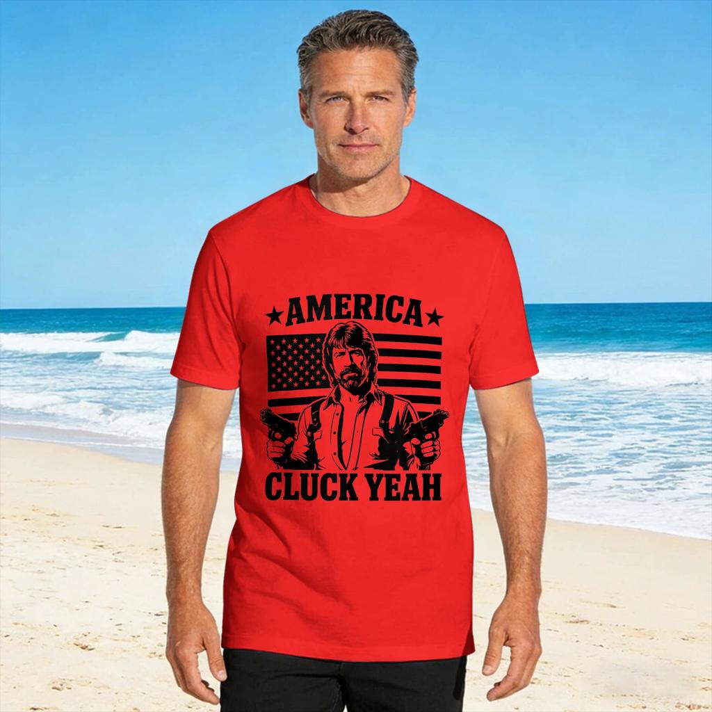 America Cluck Yeah Chuck Usa Funny Sayings Quote Cotton Tshirt For Unisex Summer Aesthetic Tshirts Hip Hop Tees Diy Clothing